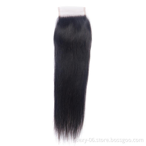 Usexy 10A Grade Cuticle Aligned Hair Weave Virgin Hair Silk Base Closure Raw Indian Hair Straight Lace Closure